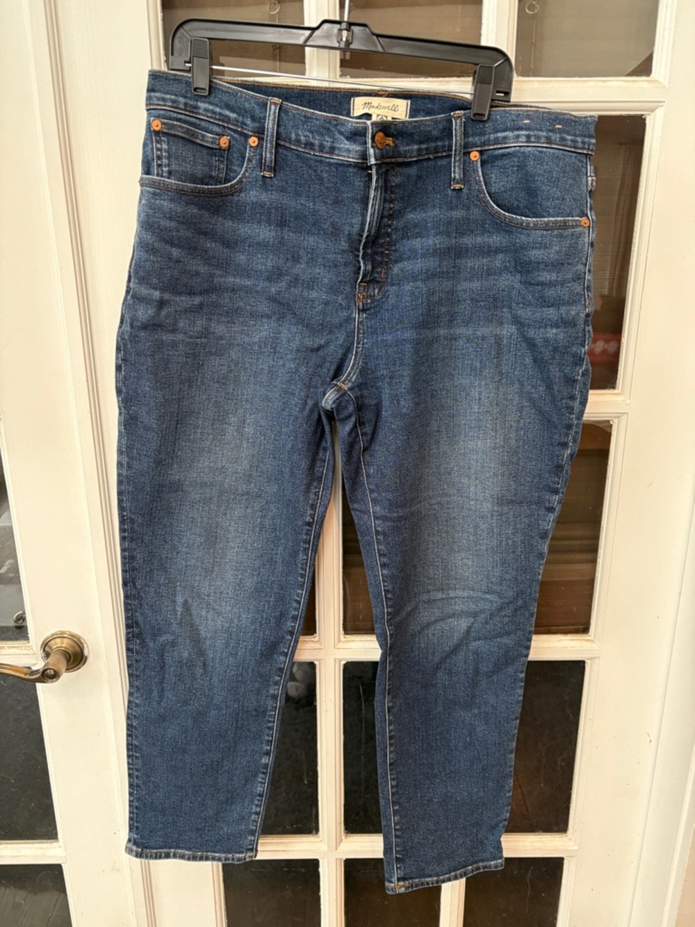 001 NWOT Madewell Mid-Rise Perfect Vintage Women’s Straight-Leg Dark Blue Jeans
